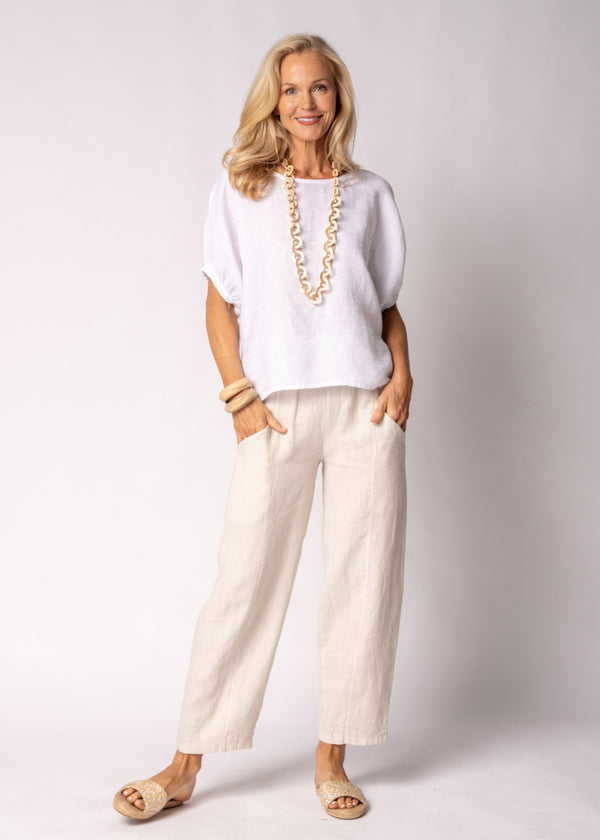 Solene Linen Top in White