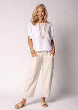 Solene Linen Top in White