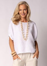 Solene Linen Top in White