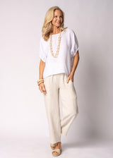 Solene Linen Top in White