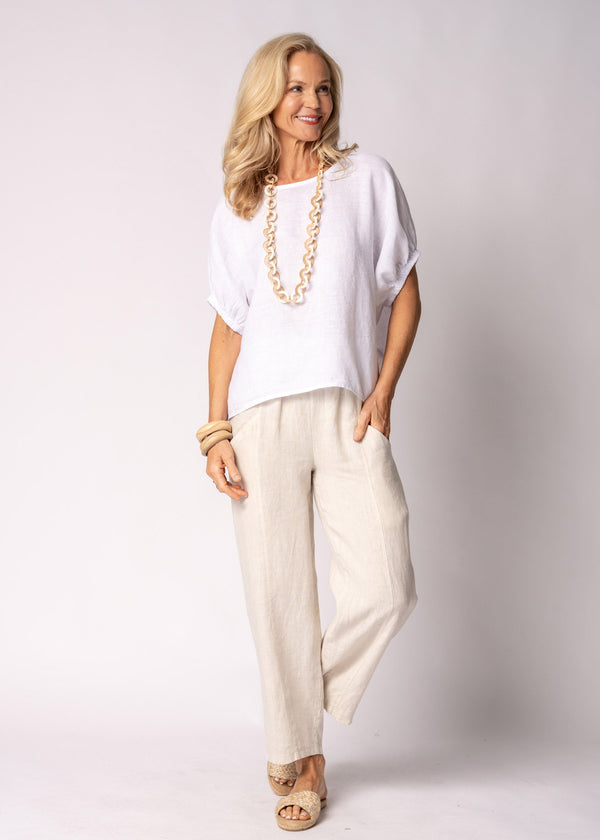 Solene Linen Top in White