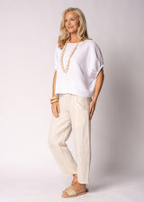 Solene Linen Top in White