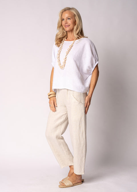 Solene Linen Top in White