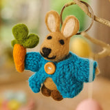 Felt Rabbit in Cardigan Keyring