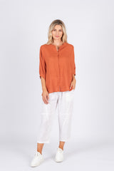 Worthier Jane  linen shirt-Rust