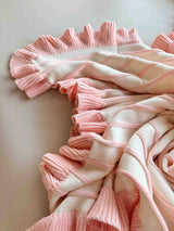 Raised Stripe Frill Blanket Sweetpea