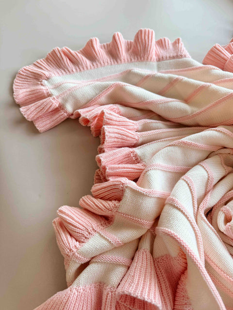Raised Stripe Frill Blanket Sweetpea