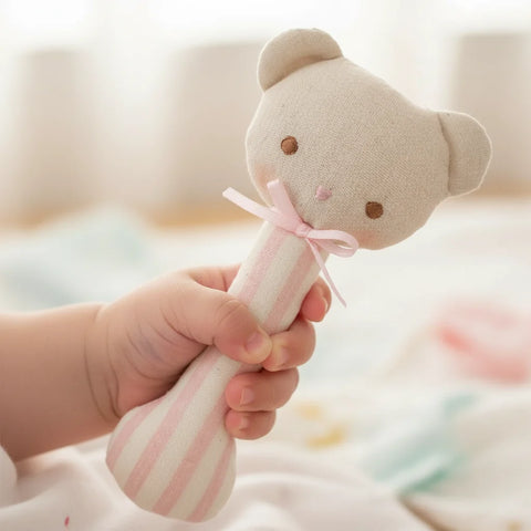 Ted Stick Rattle Pink Stripe