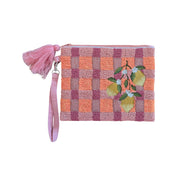 Zoda 'Checked Lemon' Beaded Clutch