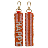 HAPPY Beaded Key Chain Orange