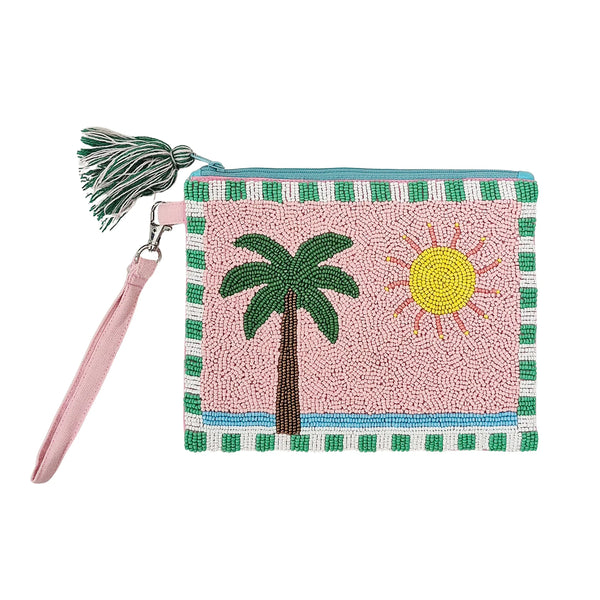 Palm Beaded Clutch