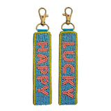 LUCKY/HAPPY  Beaded Key Chain