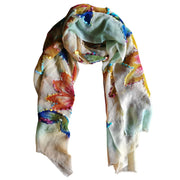 ZODA Pure Wool Scarf-Cream Floral