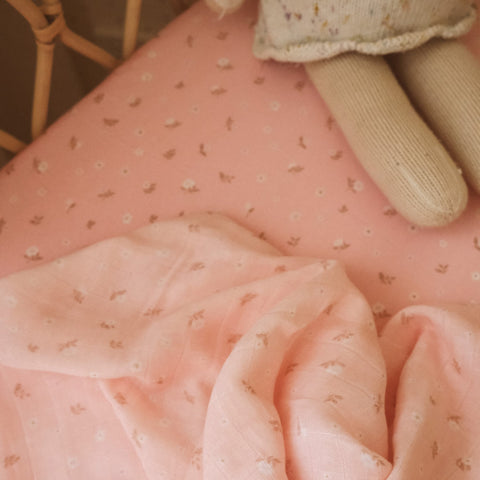 Fox & Fallow Dusty Roses Organic Muslin Wrap Swaddle