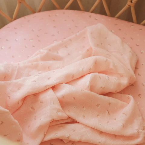 Fox & Fallow Dusty Roses Organic Muslin Wrap Swaddle