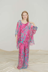 Wednesday Lulu- Silk Floral Pants Fuschia