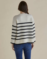 Betty Basics-EMY CARDIGAN WHITE/BLUE STRIPE