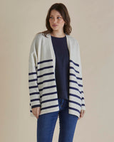 Betty Basics-EMY CARDIGAN WHITE/BLUE STRIPE