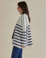 Betty Basics-EMY CARDIGAN WHITE/BLUE STRIPE