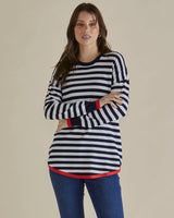 Betty Basics-SOPHIE KNIT JUMPER NAVY STRIPE