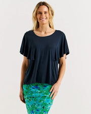 Betty Basics-Grecian Frill Tee - Petrol