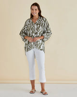 Grazia Blouse - Olive Geometric Print