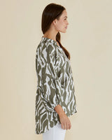 Grazia Blouse - Olive Geometric Print