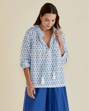 Charli Blouse - Blue Lotus Print