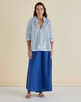 Charli Blouse - Blue Lotus Print