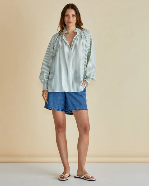 Romi Shirt - Green Stripe