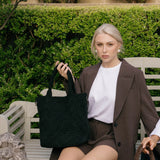Black Caviar Designs- Arielle Black 2 Piece Suede Top Handle