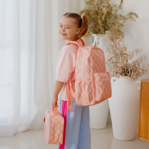 Peach Check Backpack