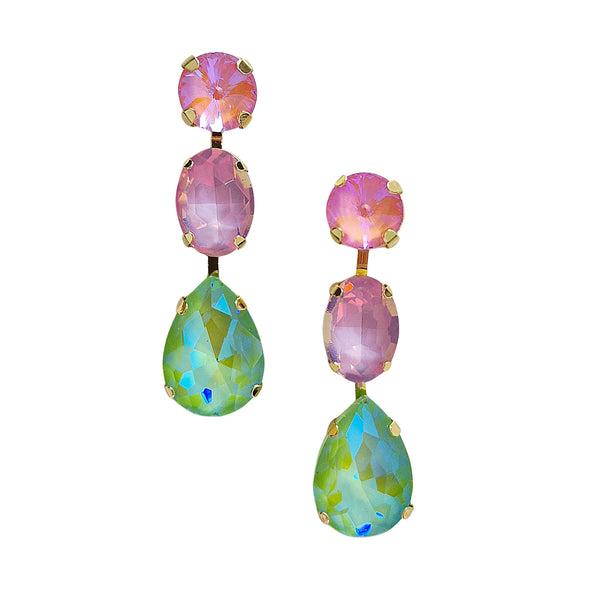 Aria Gemstone Earrings Pink/Green
