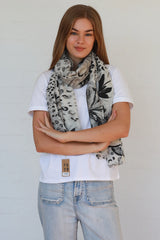 Hibiscus Scarf Grey