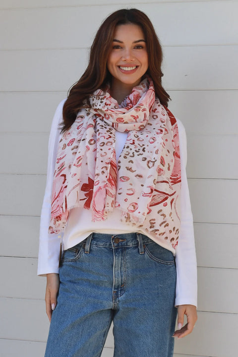 Hibiscus Scarf Red