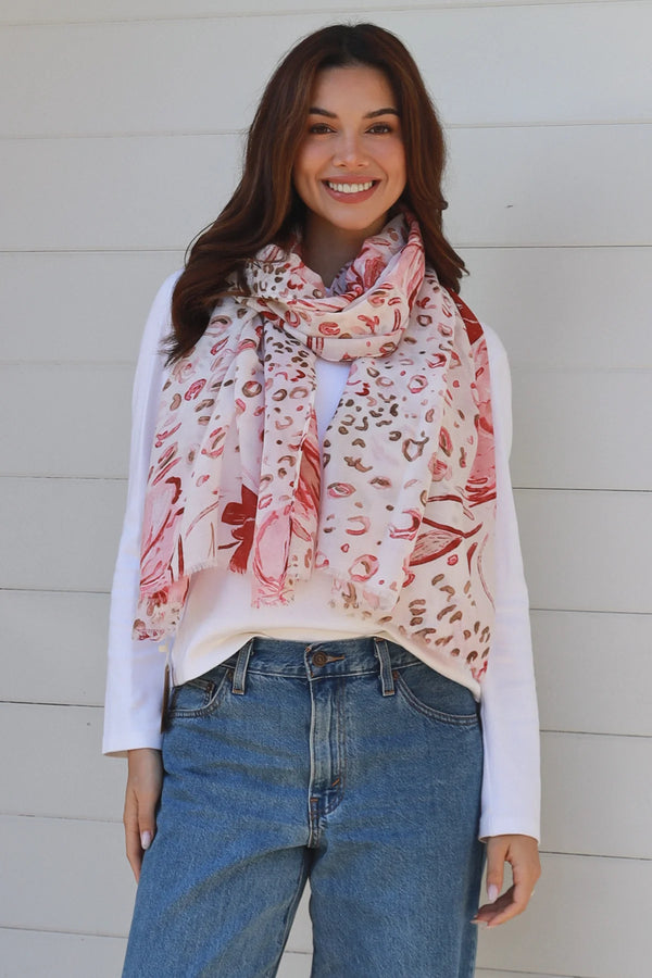 Hibiscus Scarf Red
