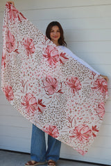 Hibiscus Scarf Red