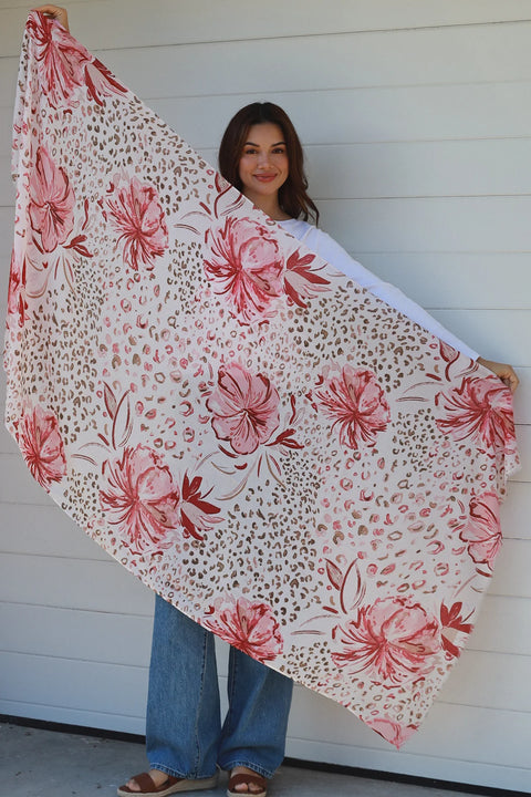 Hibiscus Scarf Red