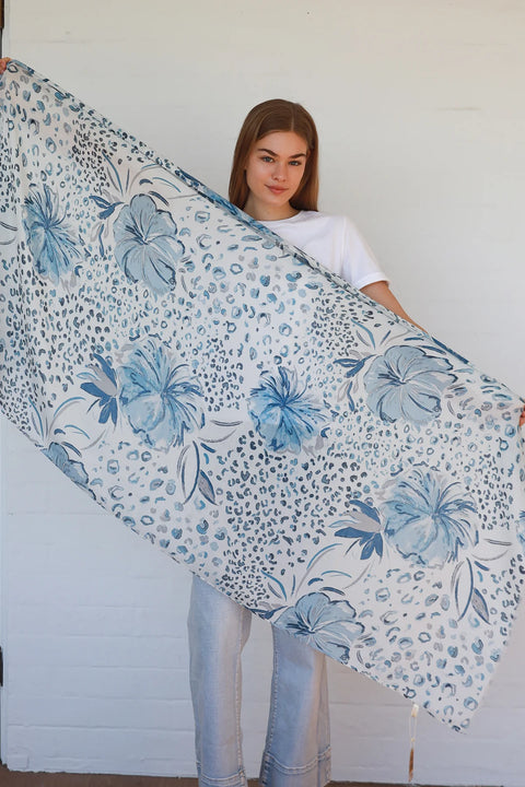 Hibiscus Scarf Blue