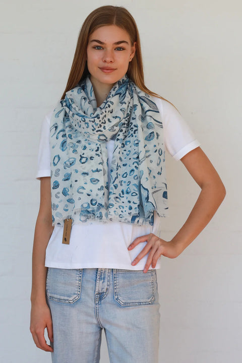 Hibiscus Scarf Blue