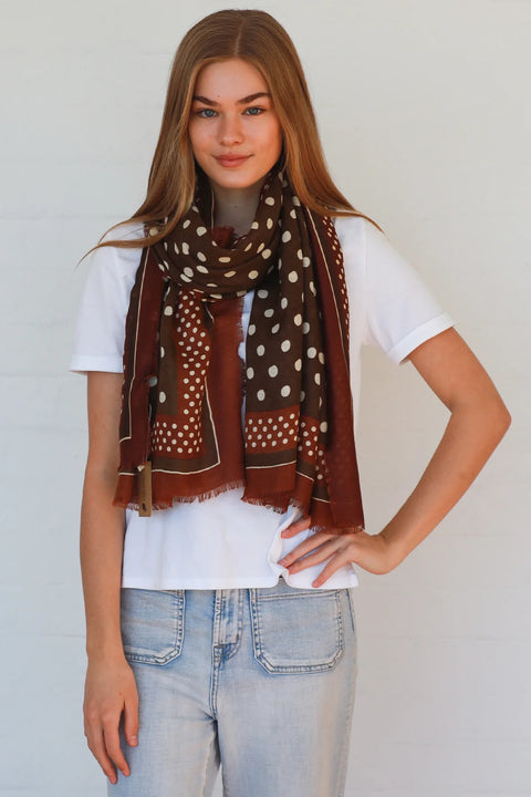 Penny Brown Spot  Scarf