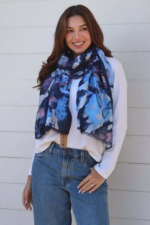 Abstract Scarf Navy