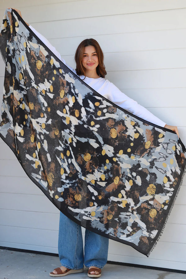 Abstract Scarf Black