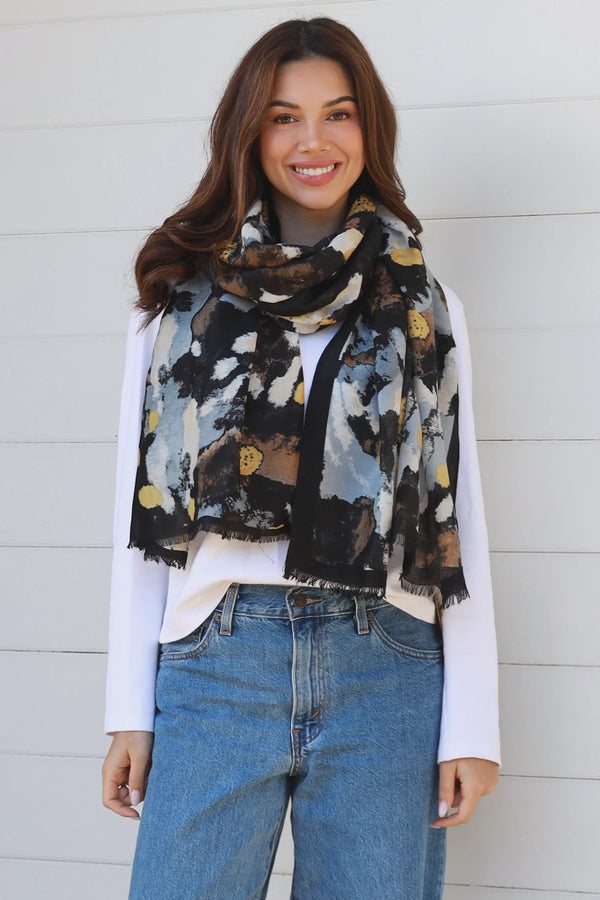 Abstract Scarf Black
