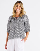 Betty Basics-Camilla Blouse - Geometric Print