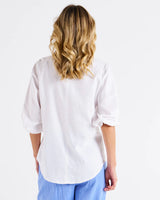 Betty Basics-Elanora Linen Blouse - White