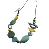 2 Birds Together on Oval Beads Lime