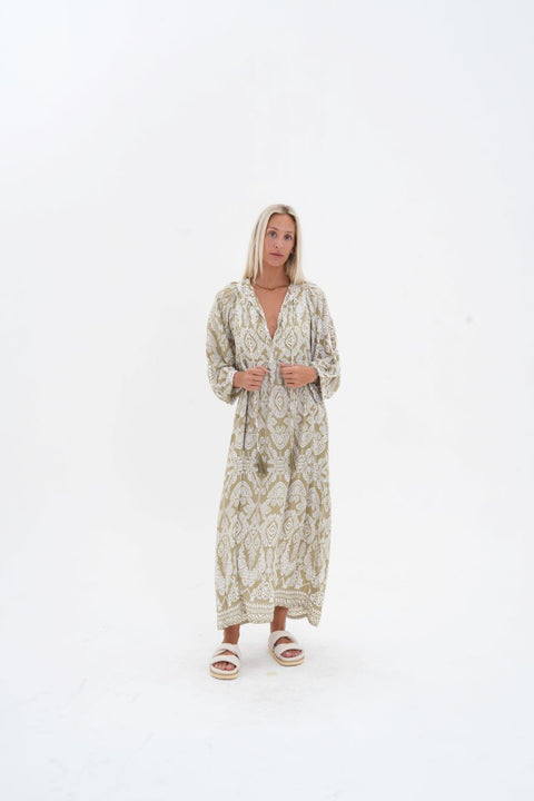 Toteme Maxi Dress - Khaki / white