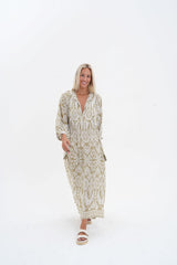Toteme Maxi Dress - Khaki / white