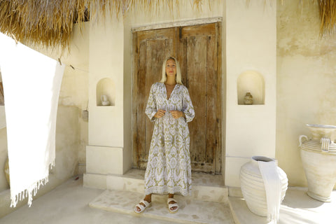 Toteme Maxi Dress - Khaki / white